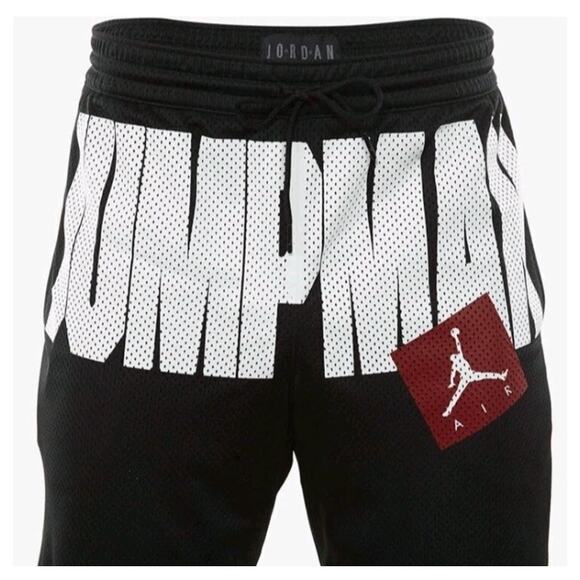 Jordan Jumpman Air Mesh Basketball Shorts Red Retro 90s Logo Black White Size LG - Picture 1 of 7